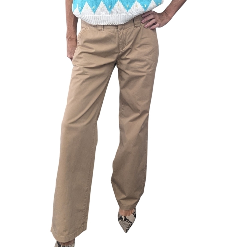Vince Khaki Straight Leg Pants Cotton Stretch Minimalist Quiet Luxury Size 6